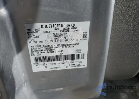 2007 Ford F150 Supercrew z USA, uszkodzony, nr VIN 1FTRW12W87FB76556